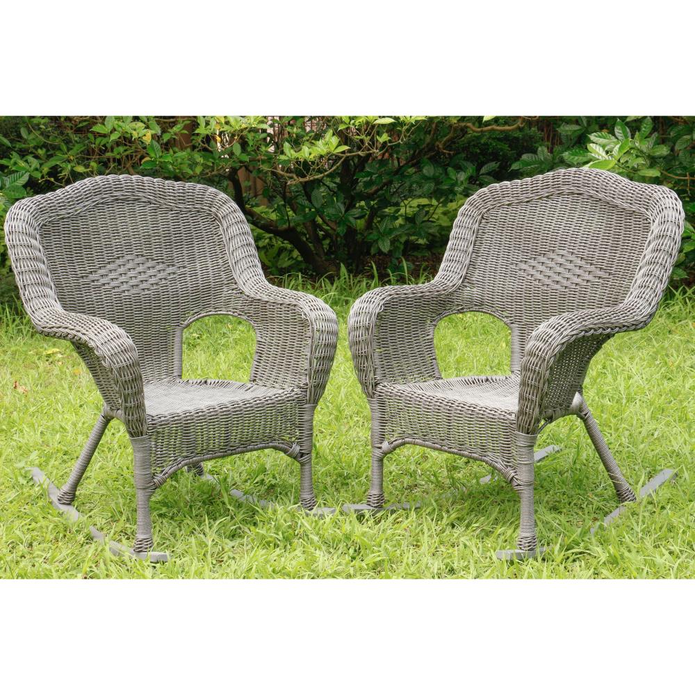 All Weather Set of 2 Camelback Wicker (Set of 2) Rocking Chairs 3182-2CH