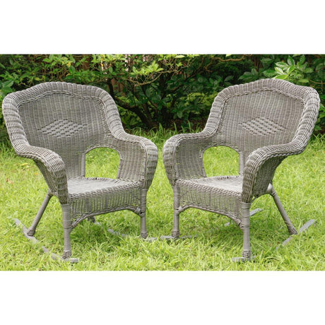 All Weather Set of 2 Camelback Wicker (Set of 2) Rocking Chairs 3182-2CH
