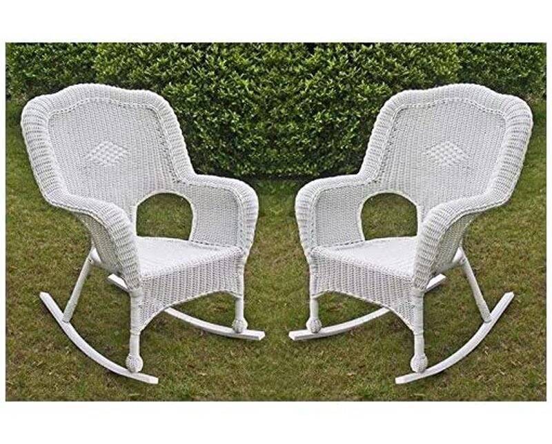 All Weather Set of 2 Camelback Wicker (Set of 2) Rocking Chairs 3182-2CH