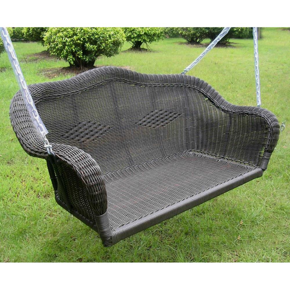 All Weather Wicker Hanging Loveseat Swing with Chains Model 3183