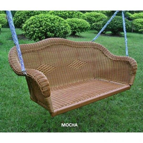 All Weather Wicker Hanging Loveseat Swing with Chains Model 3183
