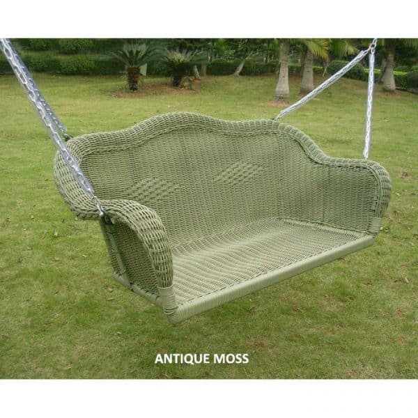 All Weather Wicker Hanging Loveseat Swing with Chains Model 3183