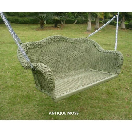 All Weather Wicker Hanging Loveseat Swing with Chains Model 3183