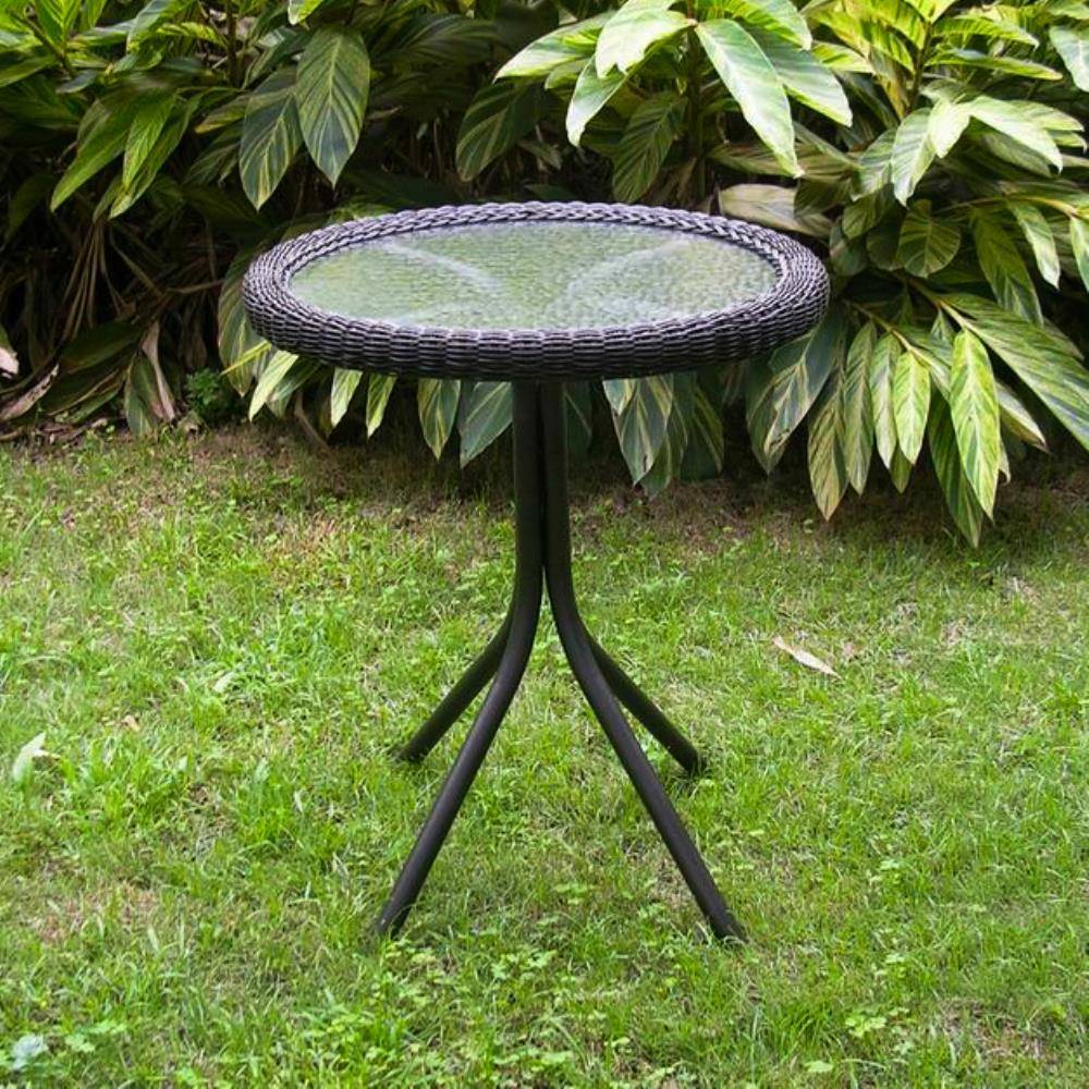 Maui Outdoor Resin Wicker/ Steel Bistro Table with Glass Top Model 3186-TBL