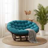 Bali Rattan Mamasan Double Papasan Chair with Microsuede Plush Cushions
