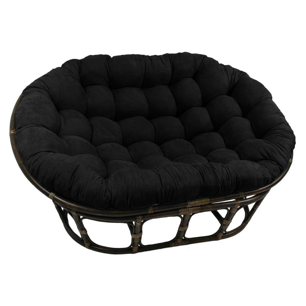 Bali Rattan Mamasan Double Papasan Chair with Microsuede Plush Cushions