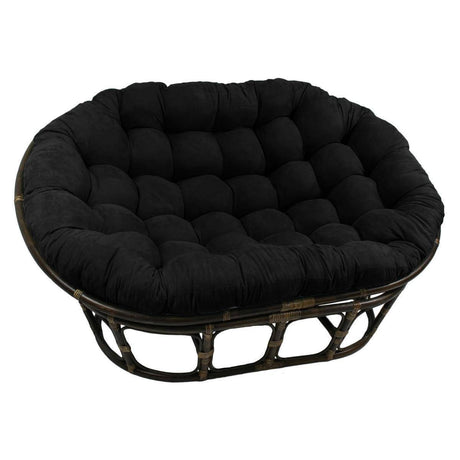 Bali Rattan Mamasan Double Papasan Chair with Microsuede Plush Cushions