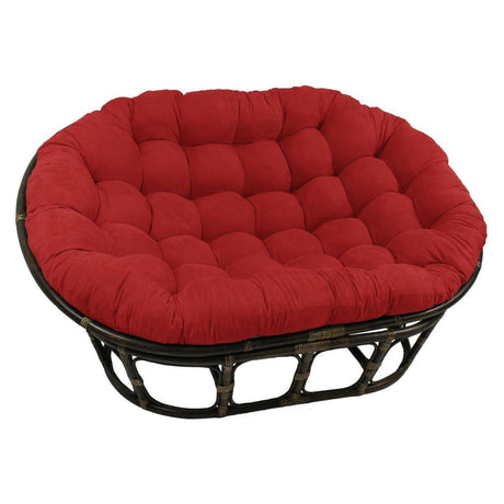 Bali Rattan Mamasan Double Papasan Chair with Microsuede Plush Cushions