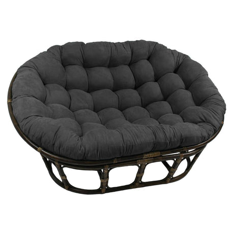 Bali Rattan Mamasan Double Papasan Chair with Microsuede Plush Cushions