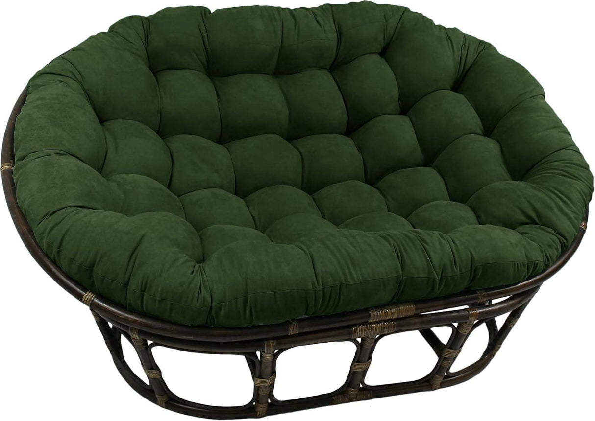 Bali Rattan Mamasan Double Papasan Chair with Microsuede Plush Cushions