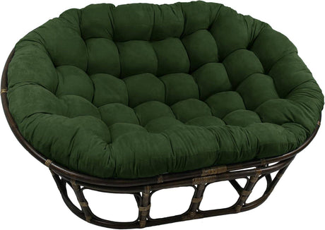 Bali Rattan Mamasan Double Papasan Chair with Microsuede Plush Cushions