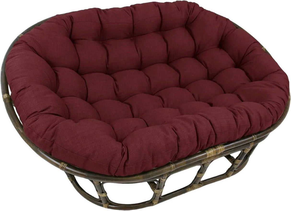 Bali Rattan Mamasan Double Papasan Chair with Microsuede Plush Cushions