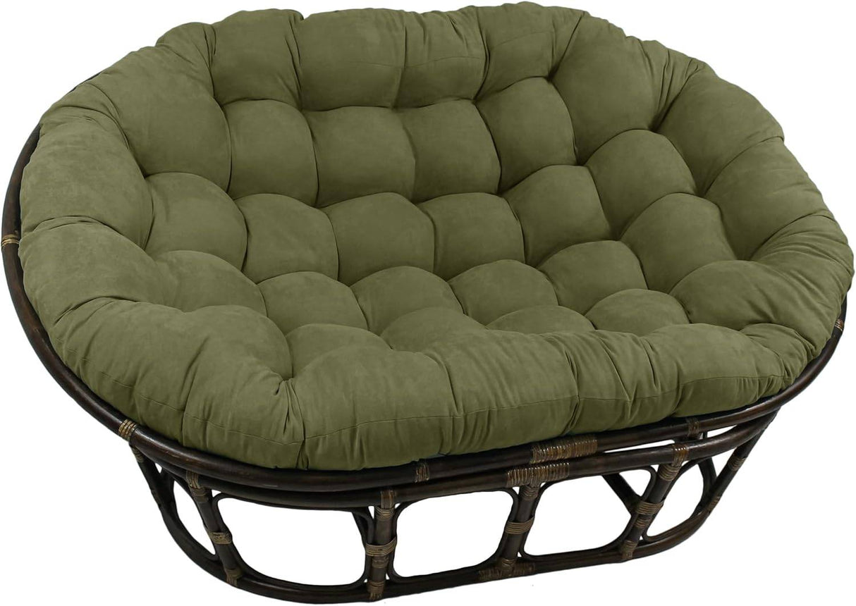 Bali Rattan Mamasan Double Papasan Chair with Microsuede Plush Cushions