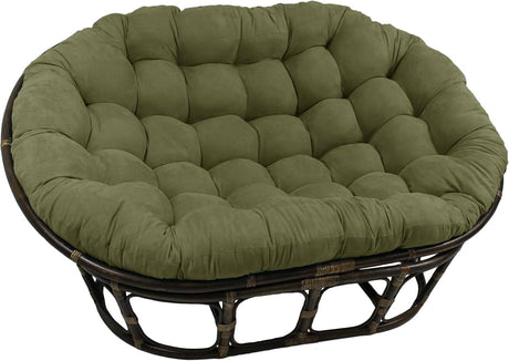 Bali Rattan Mamasan Double Papasan Chair with Microsuede Plush Cushions