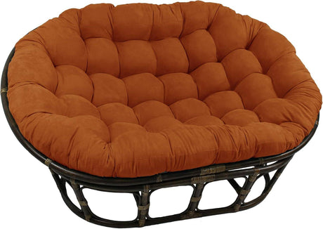 Bali Rattan Mamasan Double Papasan Chair with Microsuede Plush Cushions