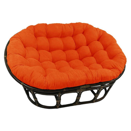 Bali Rattan Mamasan Double Papasan Chair with Microsuede Plush Cushions
