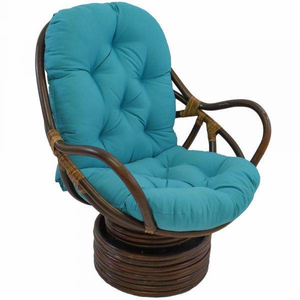 Bali Indoor Papasan Swivel Rocker and Footstool 2 Pc Set with Cushions 93310-3301 – Choice of Cushions Made in the USA