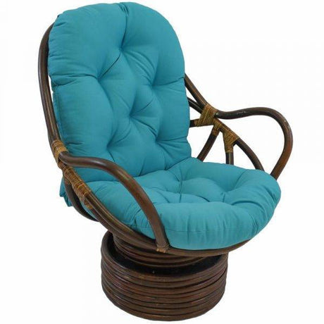 Bali Indoor Papasan Swivel Rocker and Footstool 2 Pc Set with Cushions 93310-3301 – Choice of Cushions Made in the USA