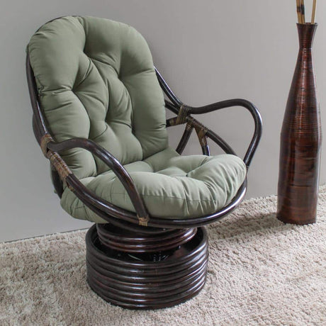 Bali Rattan Swivel Rocker Chair with Premium Microsuede Cushion