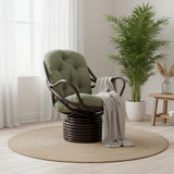 Bali Rattan Swivel Rocker Chair with Premium Microsuede Cushion