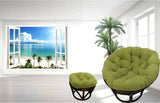 Bali Rattan 18-inch Round Ottoman with Microsuede Cushion