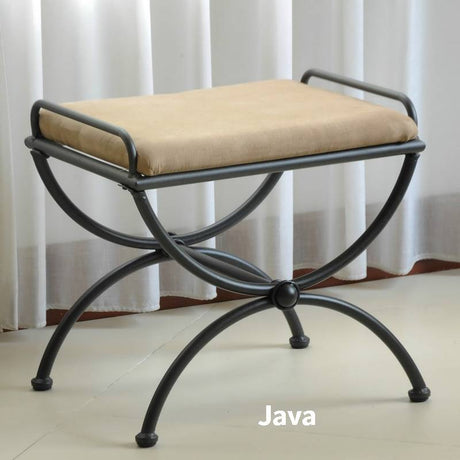 Iron Vanity Stool with Microsuede Cushion by International Caravan Model 3407-MS