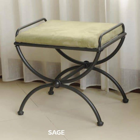 Iron Vanity Stool with Microsuede Cushion by International Caravan Model 3407-MS