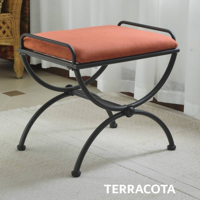 Iron Vanity Stool with Microsuede Cushion by International Caravan Model 3407-MS