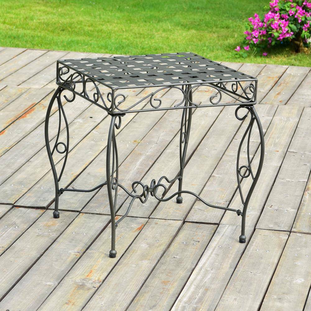 Mandalay Outdoor Antique Black Square Iron Side Table Model 3450-ST-ANT-BK