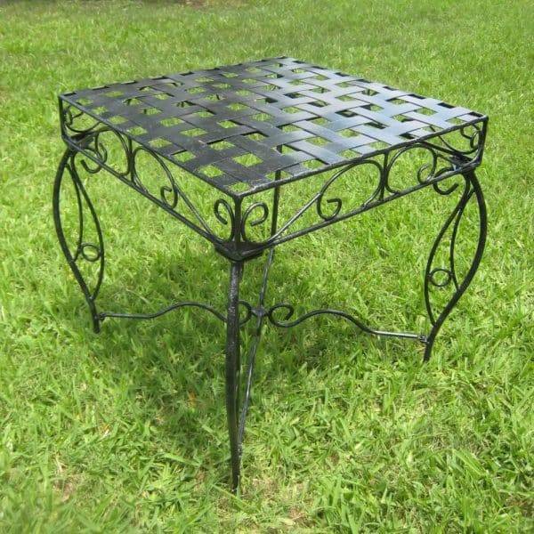 Mandalay Outdoor Antique Black Square Iron Side Table Model 3450-ST-ANT-BK
