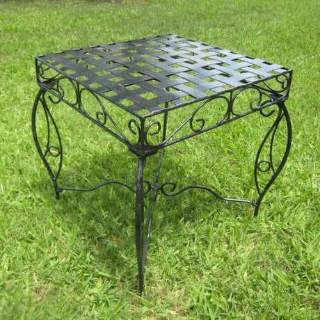 Mandalay Outdoor Antique Black Square Iron Side Table Model 3450-ST-ANT-BK