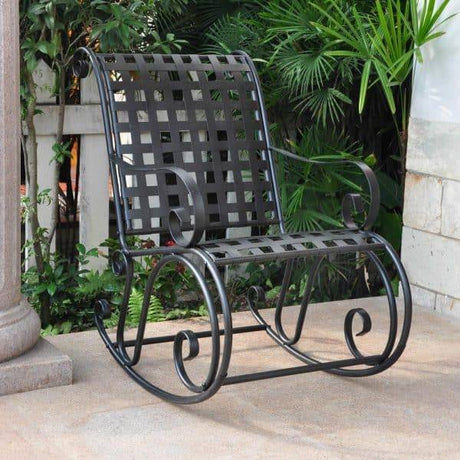 Mandalay Outdoor Wrought Iron Rocker by International Caravan Model 3453-ANT-BK