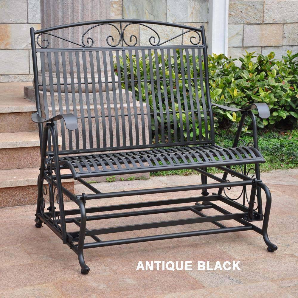 Mandalay Outdoor Iron Glider Bench by International Caravan Model 3458
