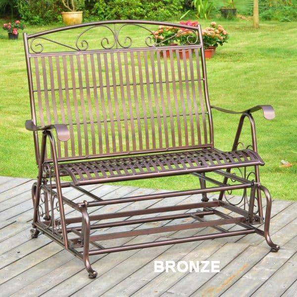 Mandalay Outdoor Iron Glider Bench by International Caravan Model 3458