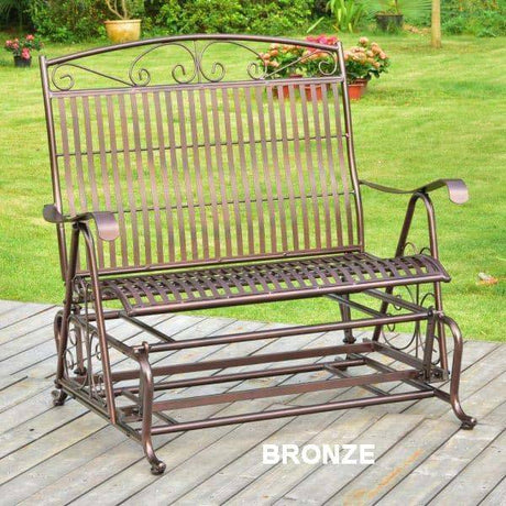 Mandalay Outdoor Iron Glider Bench by International Caravan Model 3458