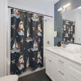 Black Sailboat Shower Curtain