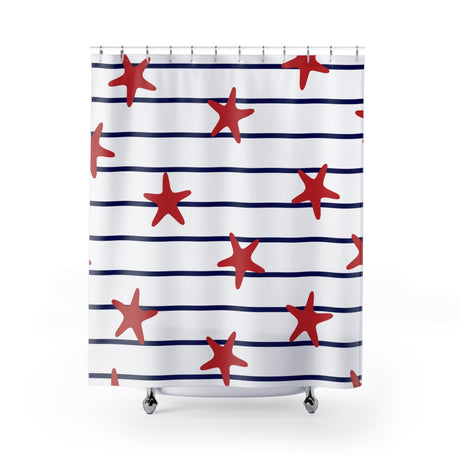 Starfish Stripe Shower Curtain