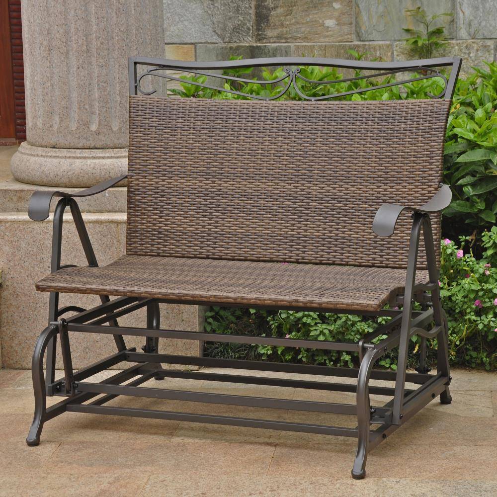 Valencia Outdoor Resin Wicker/ Steel Double Glider by International Caravan Model 4102-DBL
