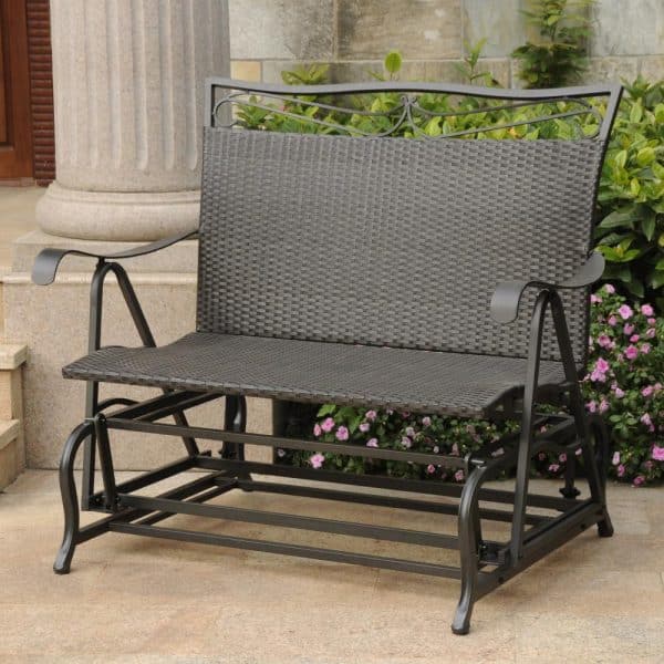 Valencia Outdoor Resin Wicker/ Steel Double Glider by International Caravan Model 4102-DBL