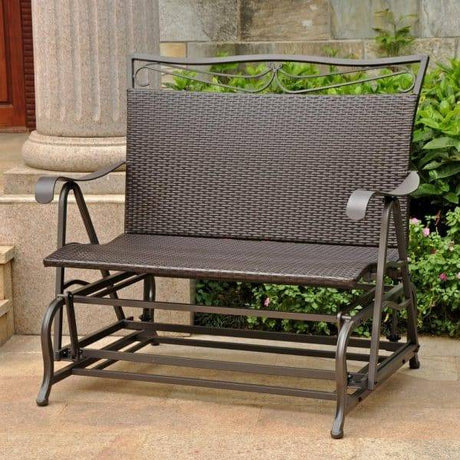 Valencia Outdoor Resin Wicker/ Steel Double Glider by International Caravan Model 4102-DBL