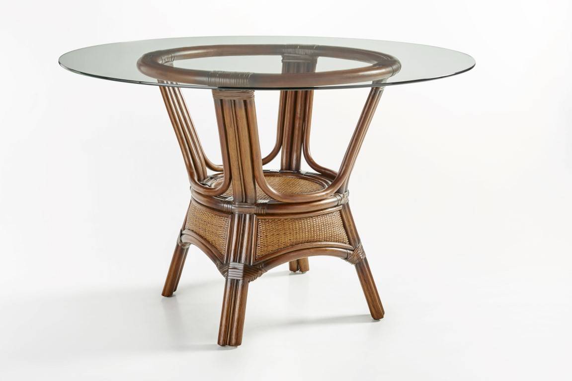 Pacifica Rattan Dining Table w/ 42 Inch Round Glass South Sea Rattan
