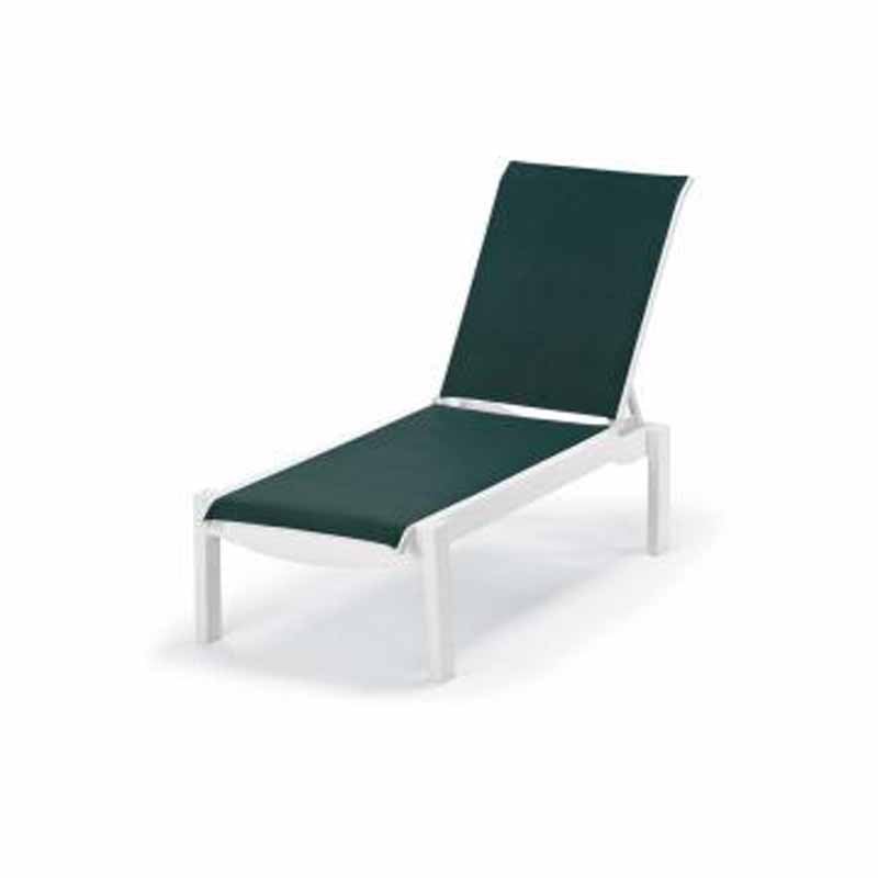 Leeward MGP Sling Lay-flat Stacking Armless Long Frame Chaise w/ Wheels (Set of 5) by Telescope Casual 9L20