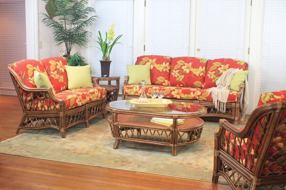 Nadine 5 Pc Living Room Set Model 6200 from South Sea Rattan in Cinnamon Stain