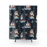 Black Sailboat Shower Curtain