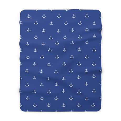 Blue Anchor Sherpa Fleece Blanket