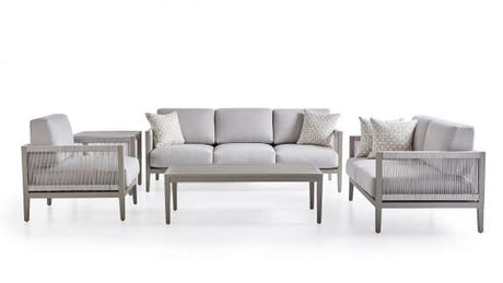 Nicole Outdoor Powder Coated Aluminum and Marine Rope Style Coffee Table 72544 by South Sea Rattan