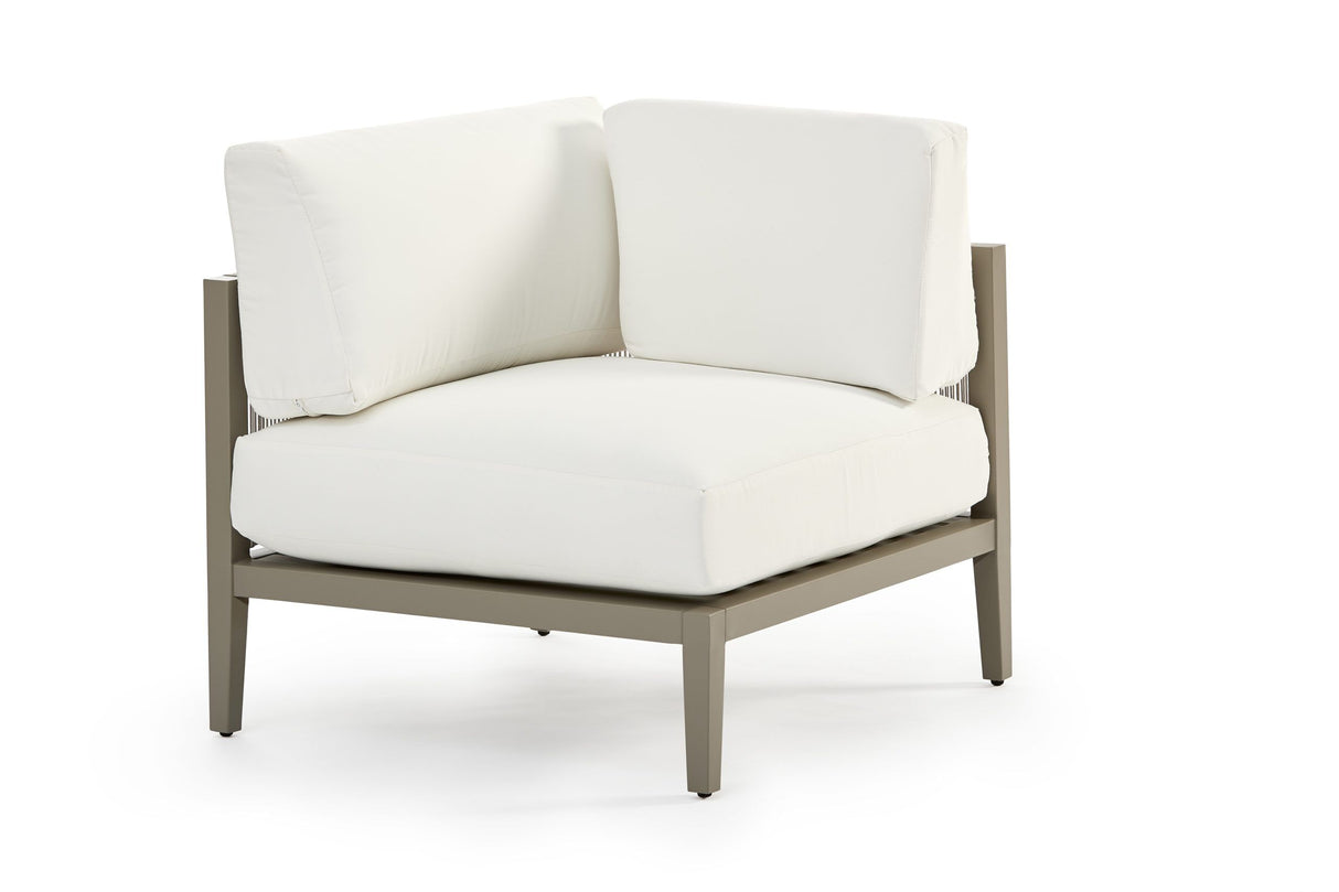 Nicole Outdoor Powder Coated Aluminum and Marine Rope Style Sectional Corner Chair 72553 with Choice of Cushions Made in the USA