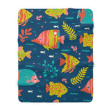 Rainbow Fish Sherpa Fleece Blanket