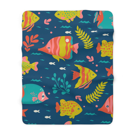 Rainbow Fish Sherpa Fleece Blanket