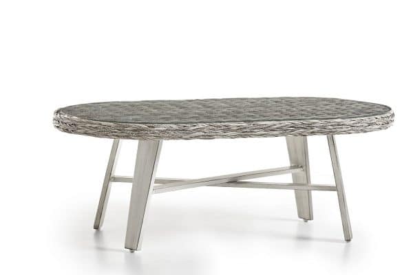 Grand Isle Outdoor Oval Coffee Table with Glass Top 77444 by South Sea Rattan